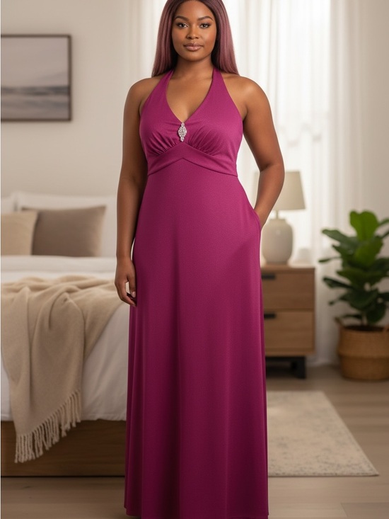 connected apparel Dresses & Skirts - Connected apparel Halter Maxi Dress in Berry Pink 12 NEW
